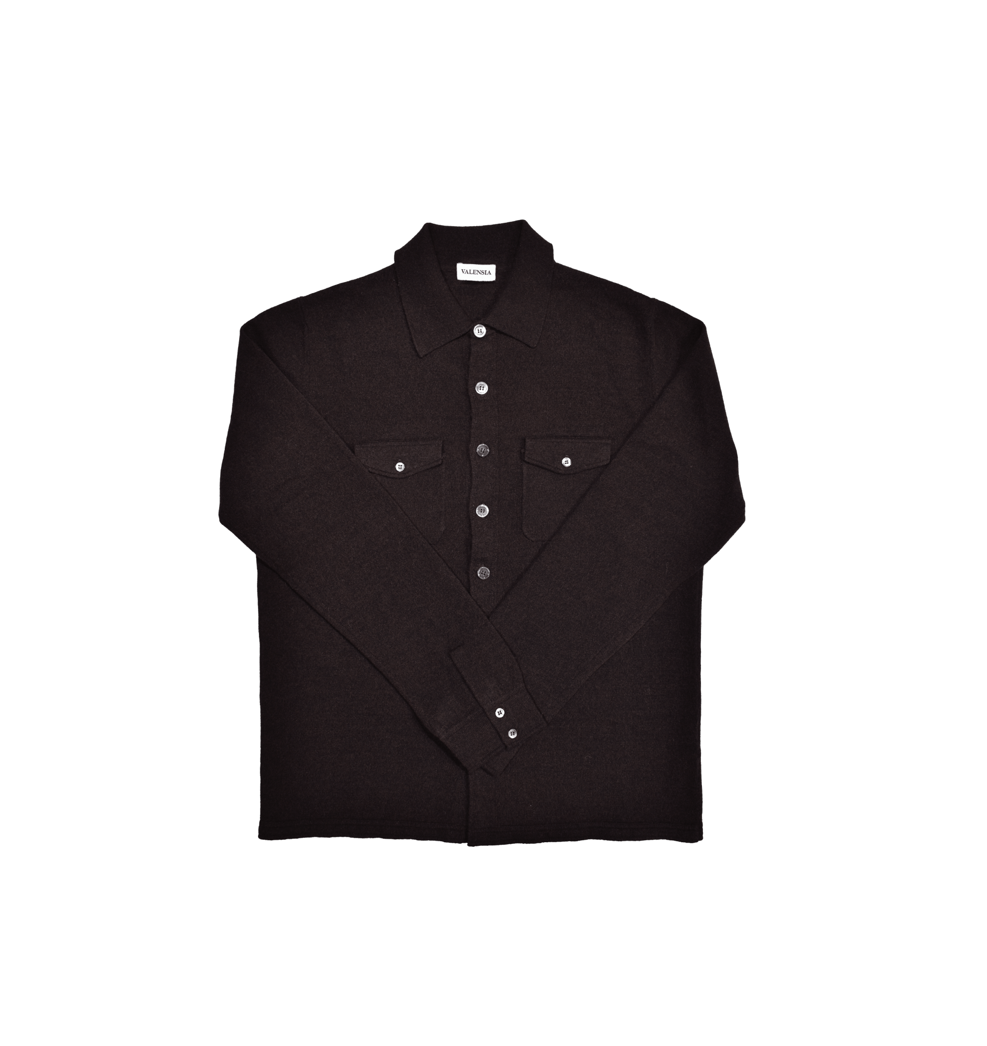 Camicia misto cashmere marrone sagoma davanti - VALENSIA