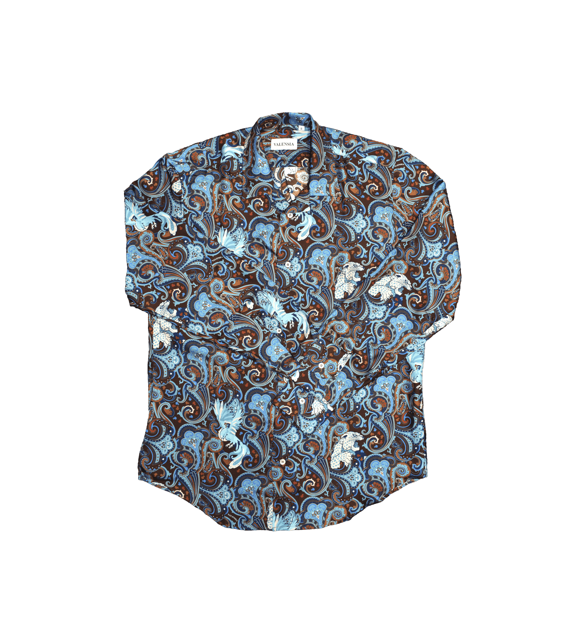 Camicia seta fantasia valensia blu - Valensia