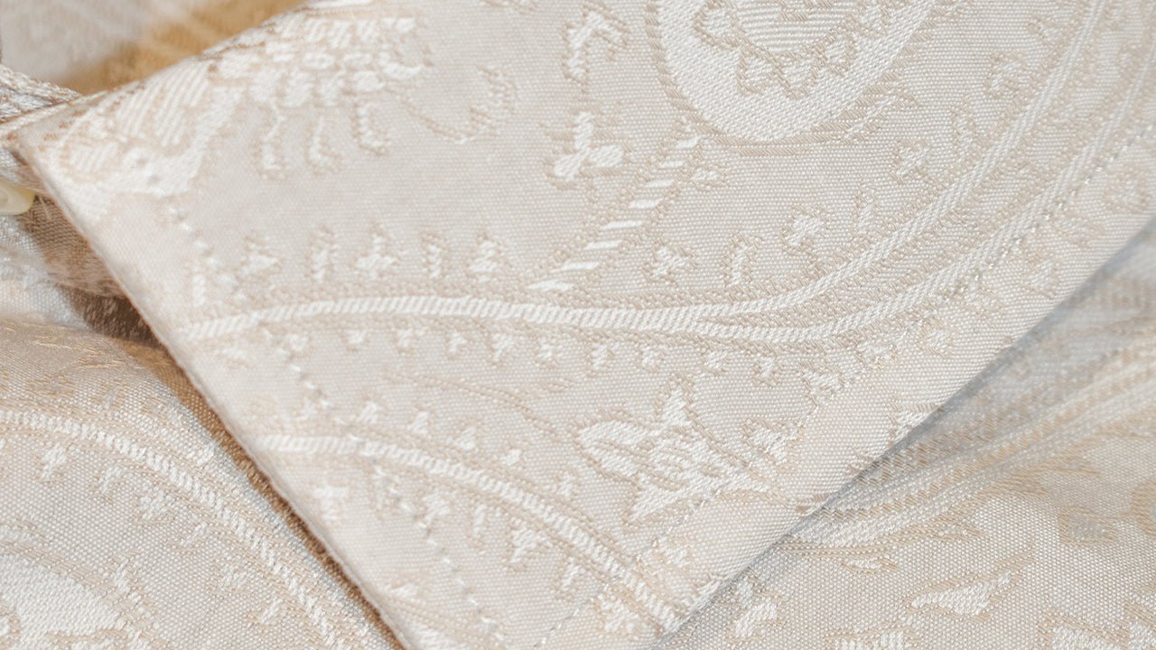 Camicia uomo in jacquard giapponese beige naturale - Valensia
