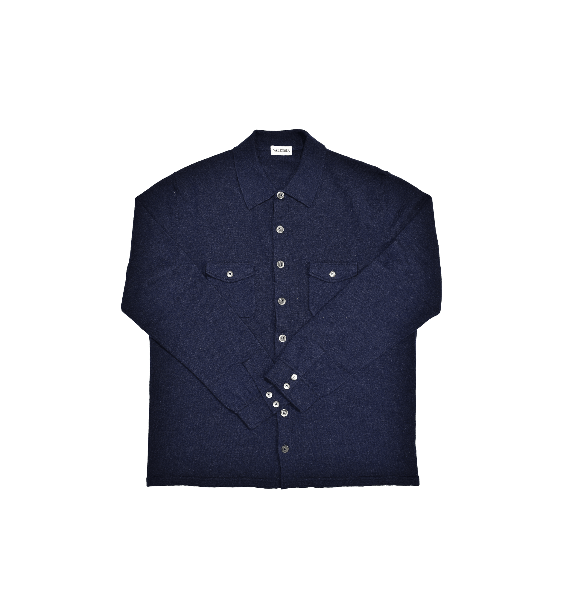 Camicia 100% cashmere blu mélange unisex  - valensia