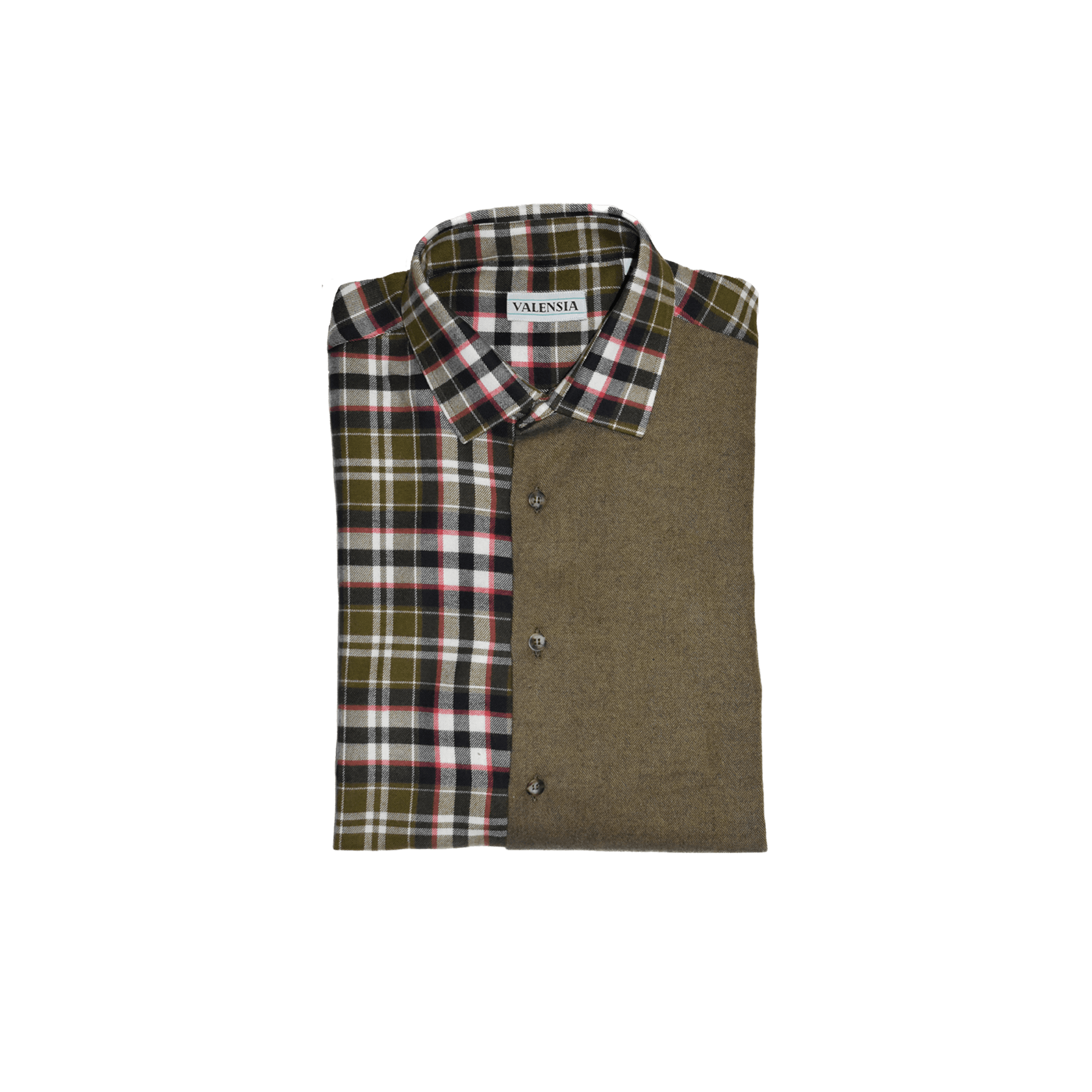 Camicia patchwork in flanella a quadri e resca piegata- Valensia