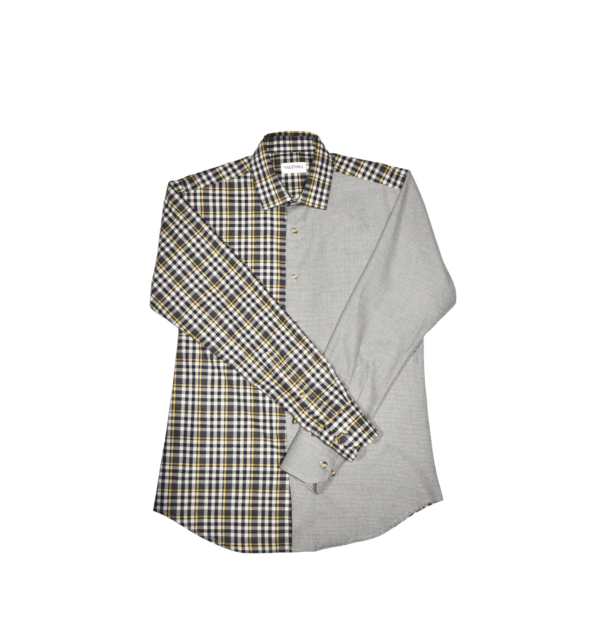 Camicia patchwork pied de poule e check in cotone- Valensia