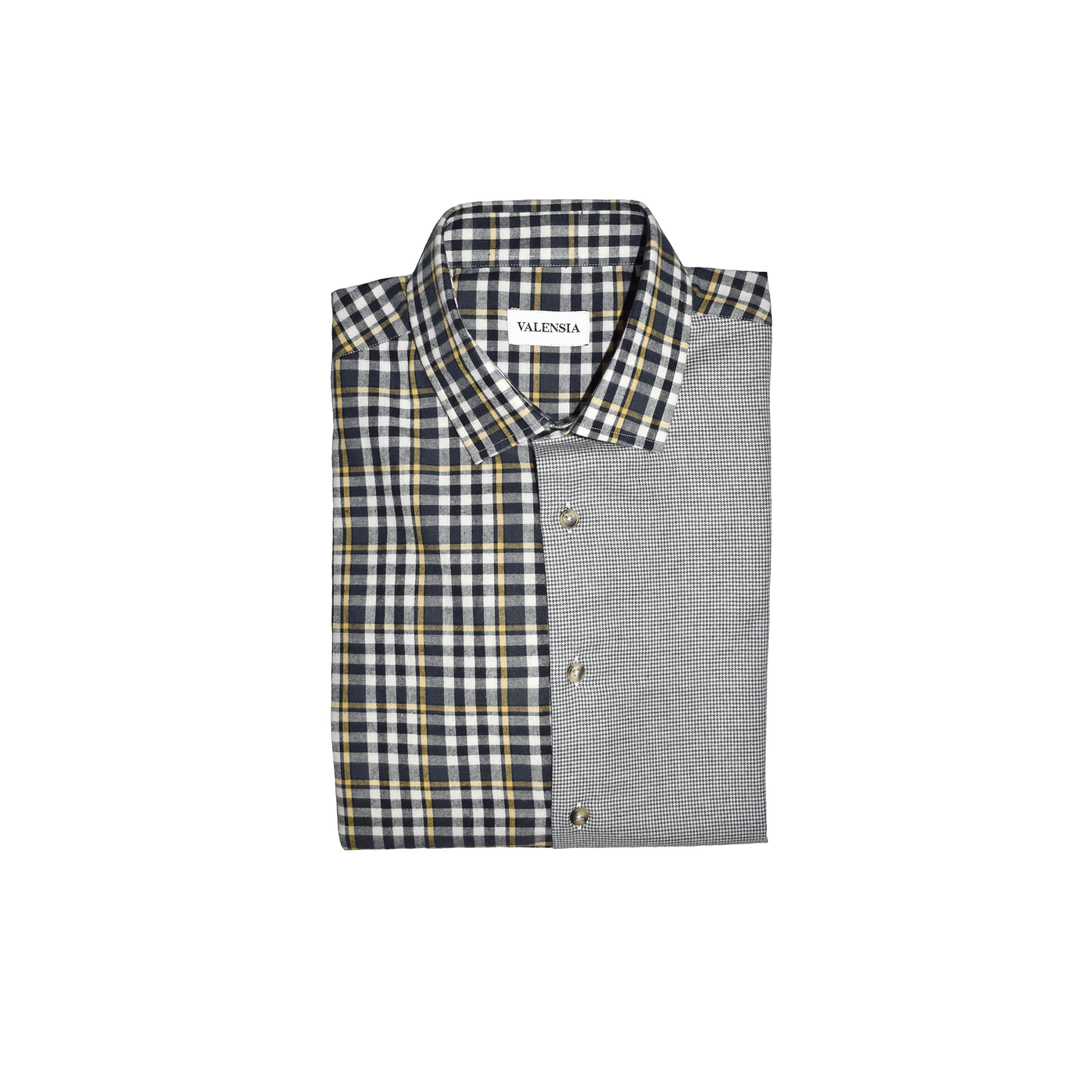 Camicia patchwork pied de poule e check in cotone piegata - Valensia