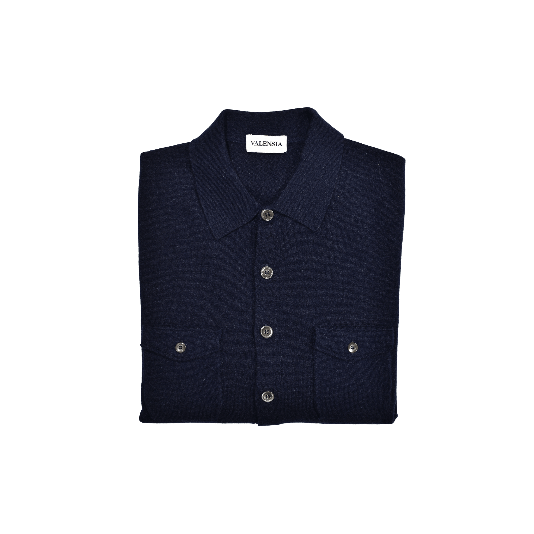 Camicia cashmere blu sagoma davanti piegata - VALENSIA