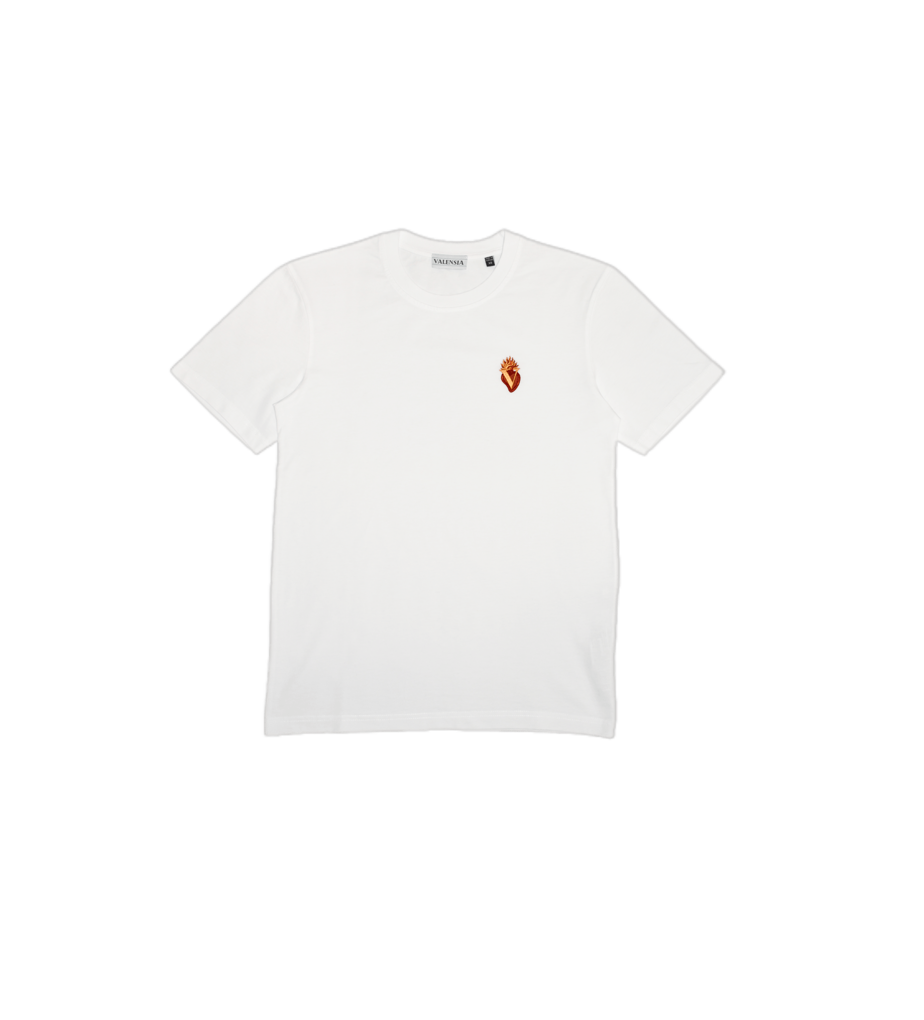 Maglietta cotone organico giaguaro paisley blu sagoma davanti che mostra il sacro cuore ricamato - VALENSIA MODA